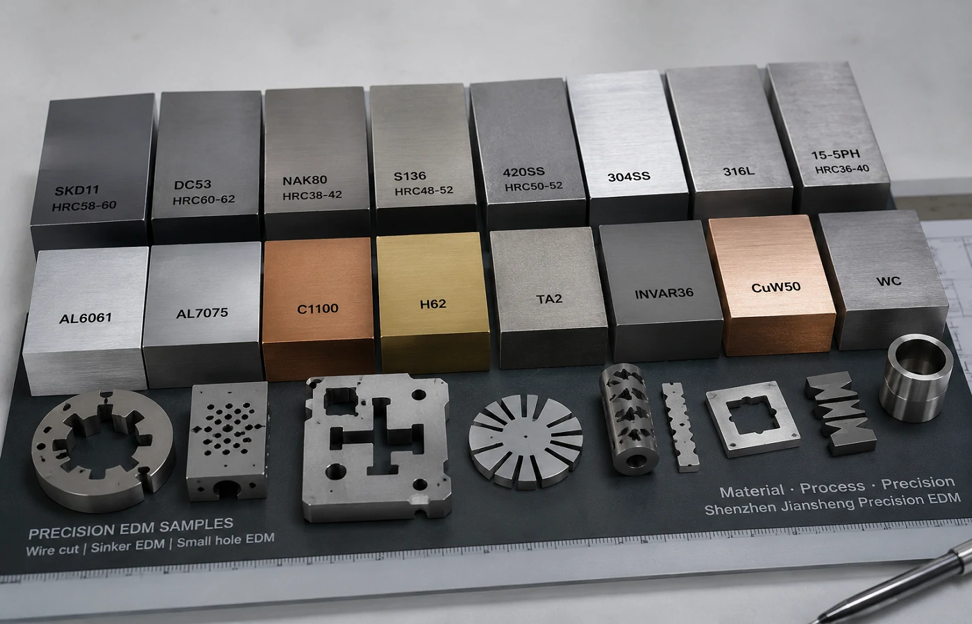 Machined metals and EDM materials overview