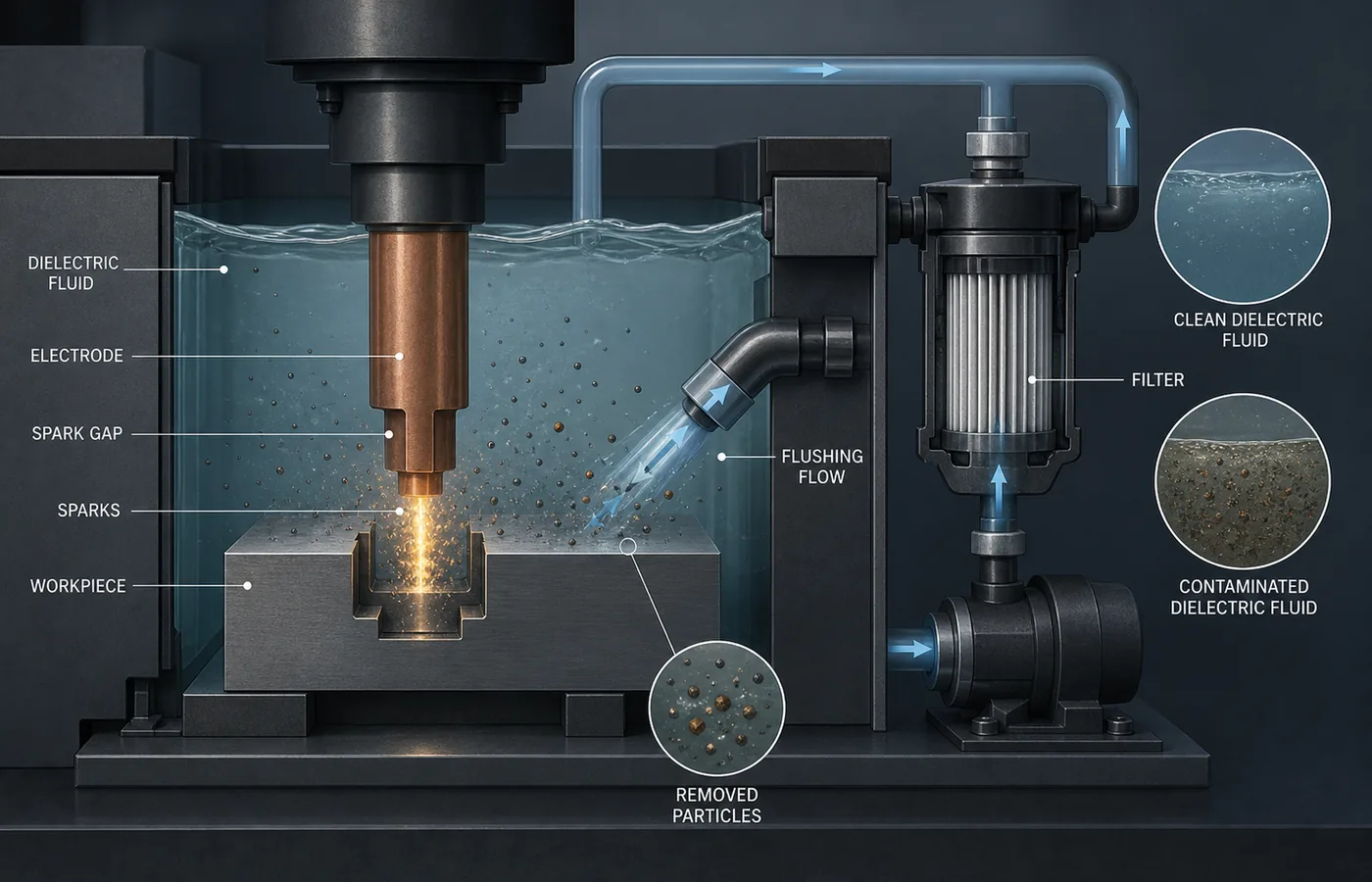 Dielectric Fluid in EDM technical illustration