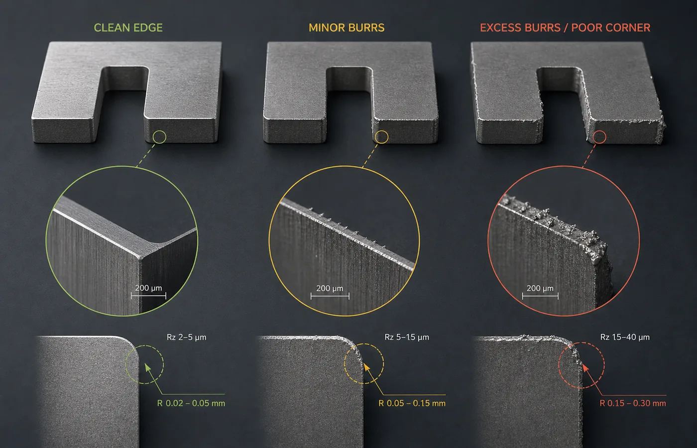 EDM Burrs and Edge Quality technical illustration