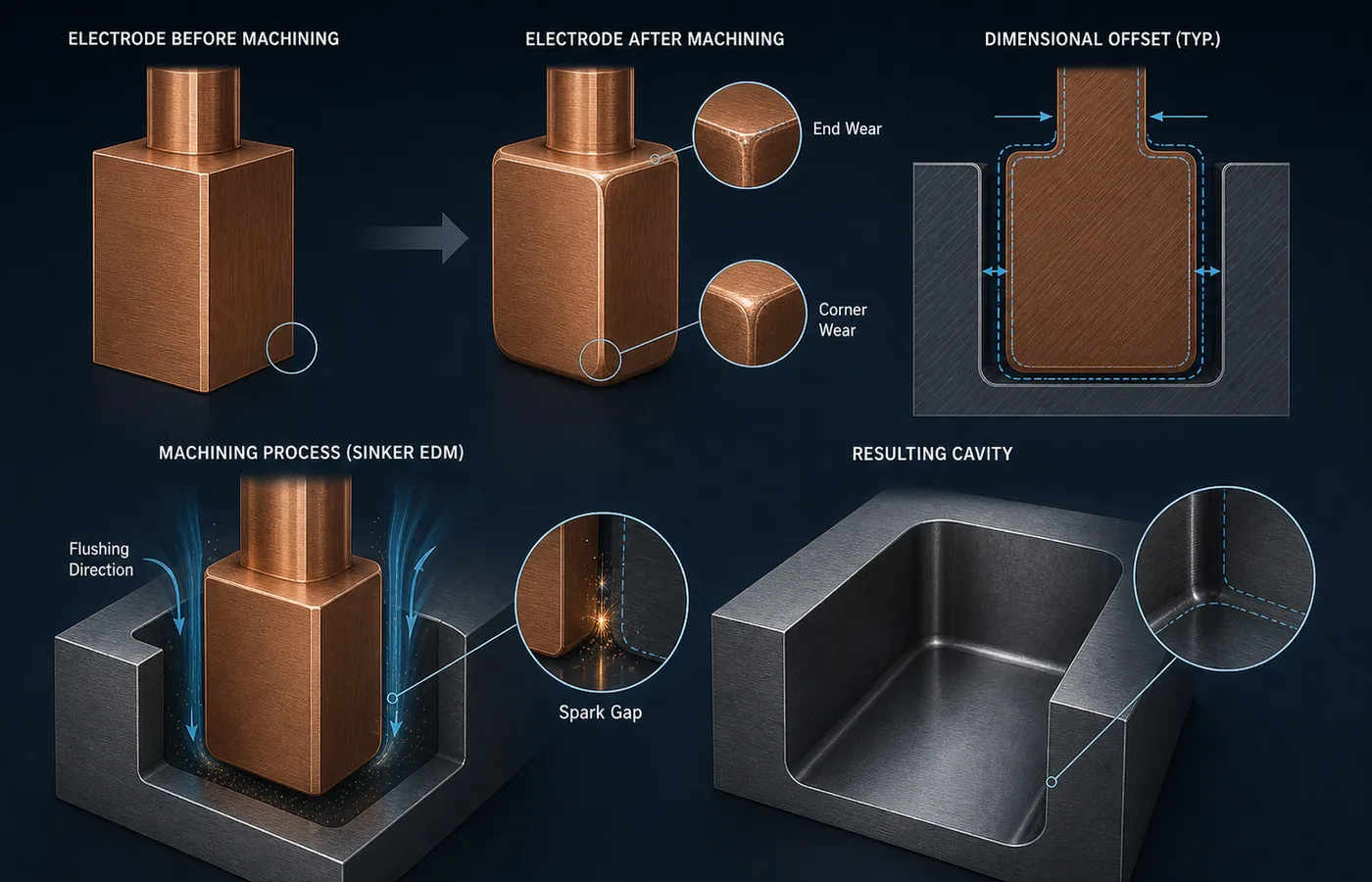 EDM Electrode Wear Guide technical illustration