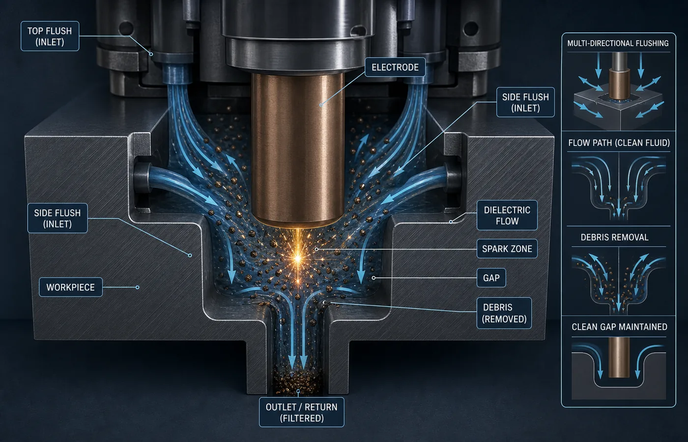 EDM Flushing Guide technical illustration