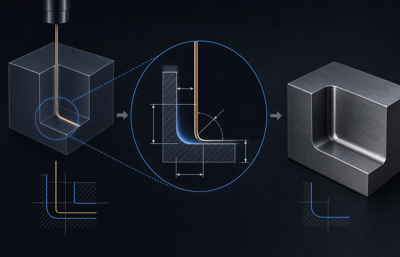 EDM Internal Corner Radius Guide technical illustration
