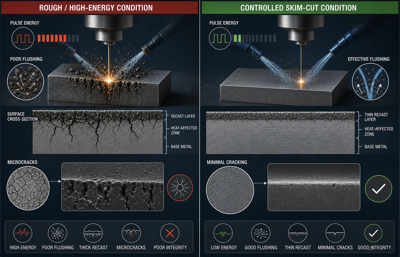 EDM Microcracks Guide technical illustration