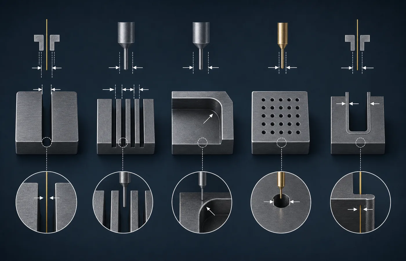 EDM Minimum Feature Size Guide technical illustration