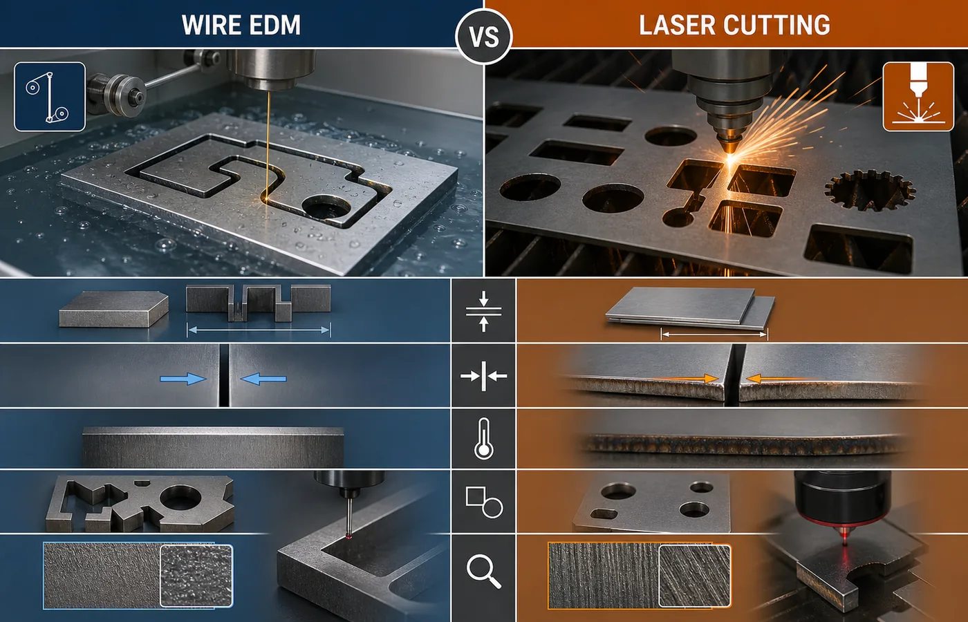EDM vs Laser Cutting technical illustration
