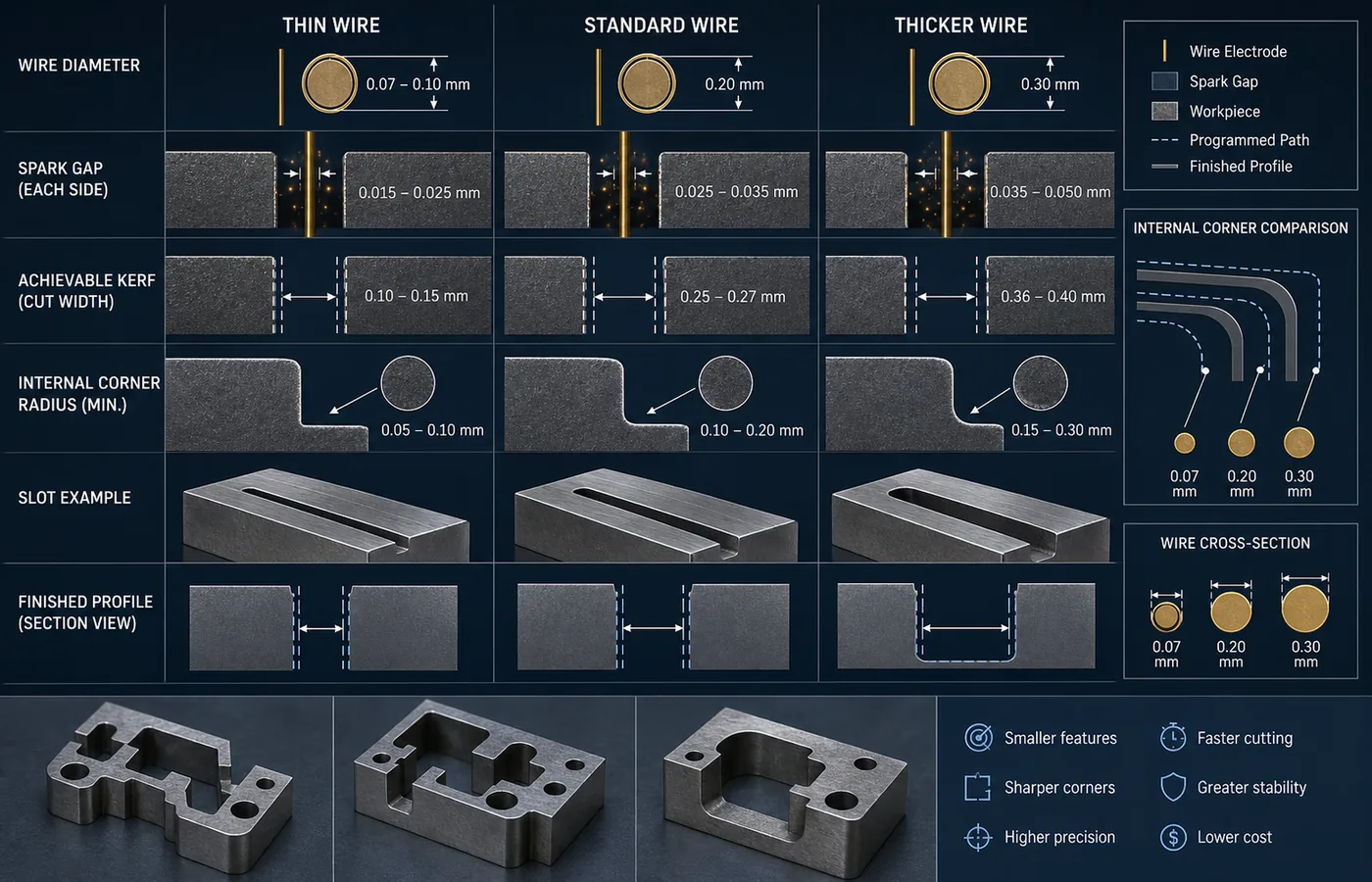 EDM Wire Diameter Guide technical illustration