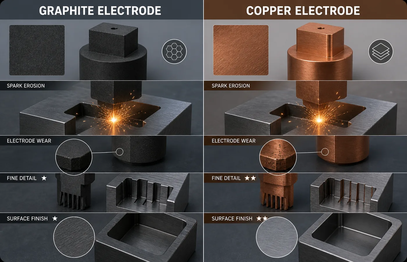 Graphite vs Copper EDM Electrodes technical illustration