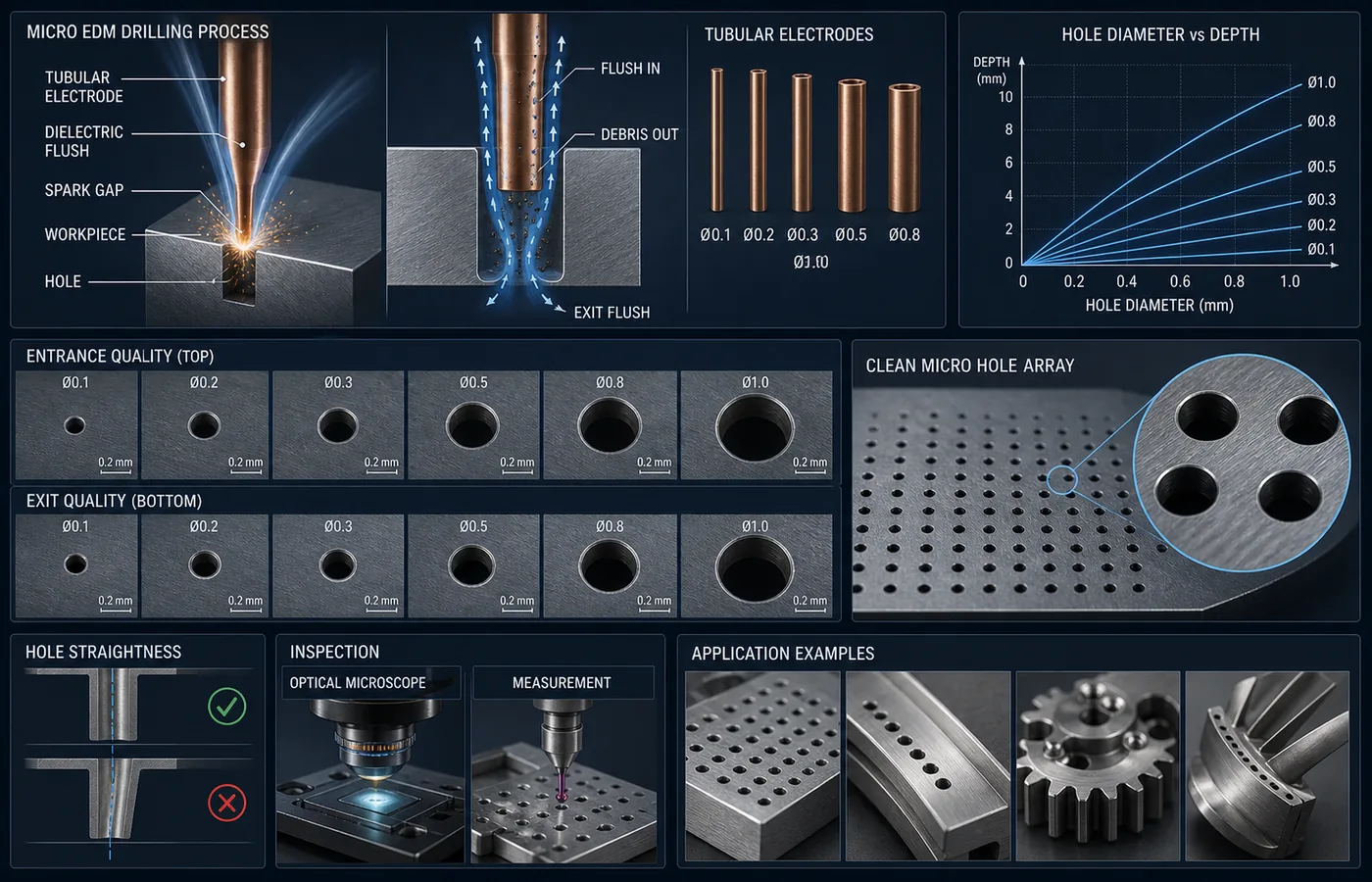Micro EDM Hole Size Guide technical illustration