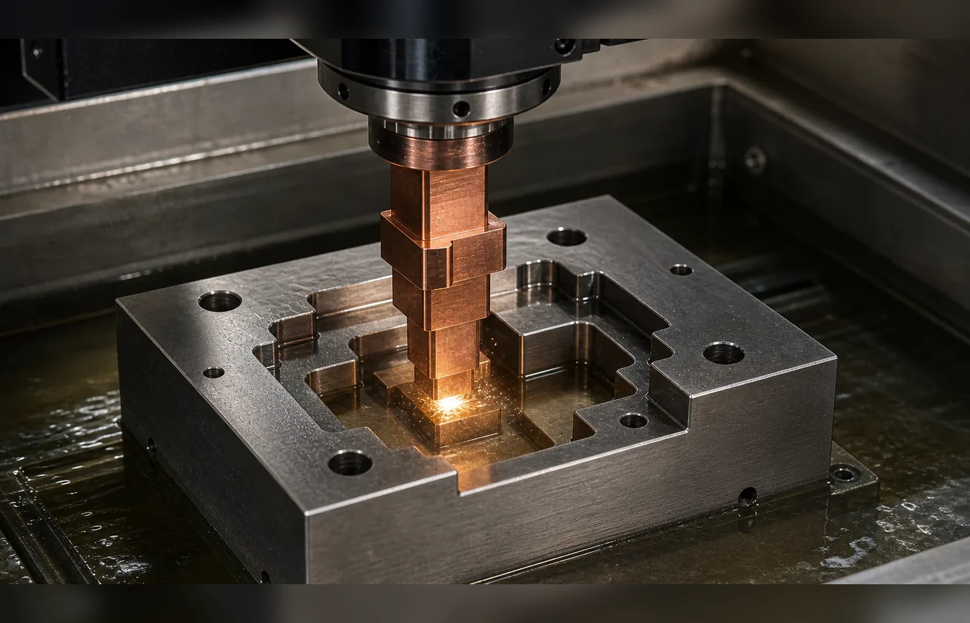 Sinker EDM electrode forming a precision cavity