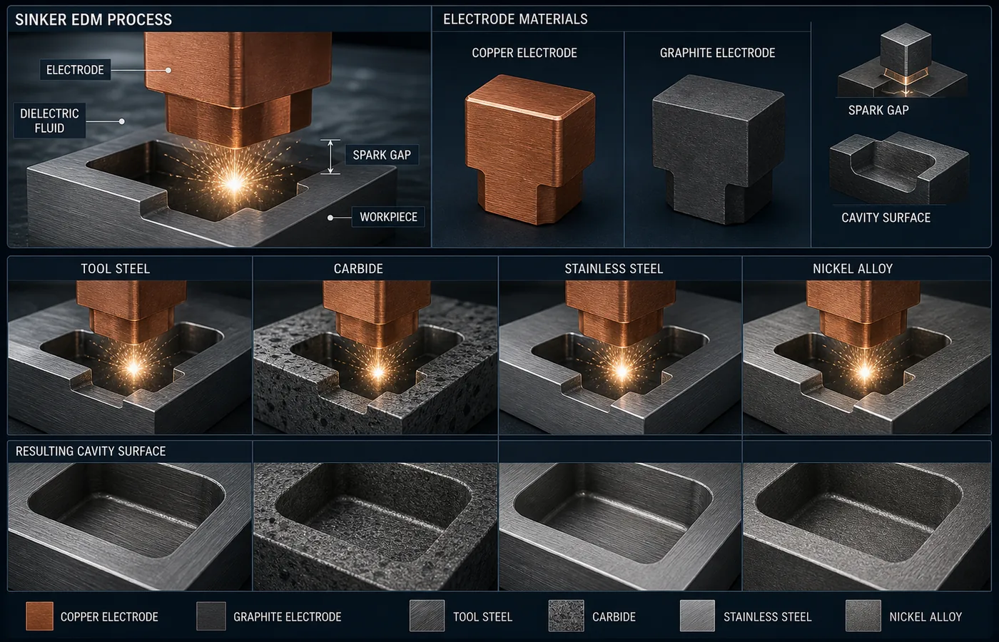 Sinker EDM Materials Guide technical illustration