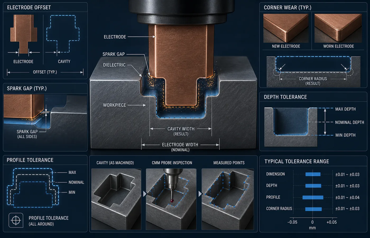 Sinker EDM Tolerance Guide technical illustration