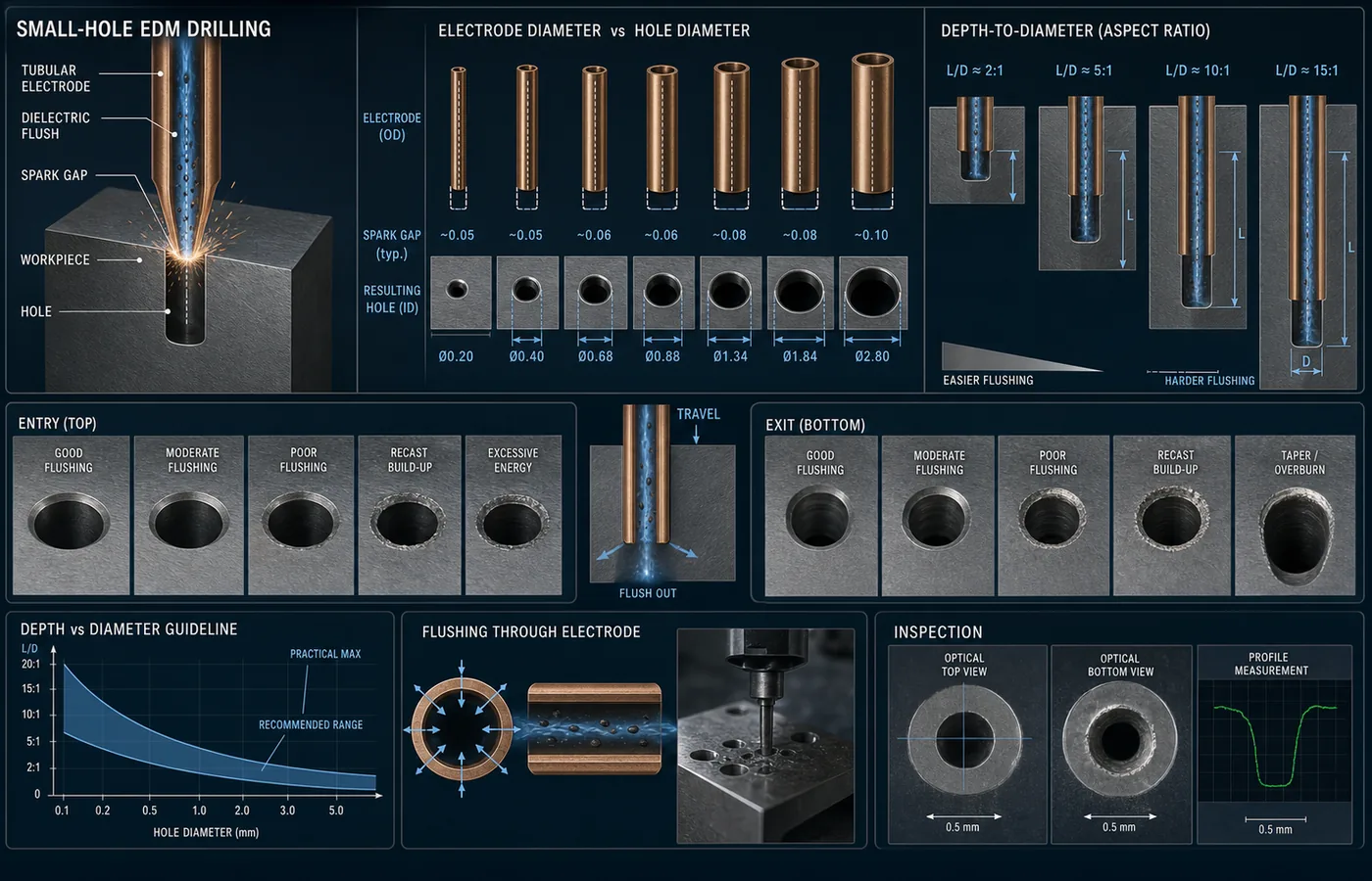 Small Hole EDM Diameter Guide technical illustration