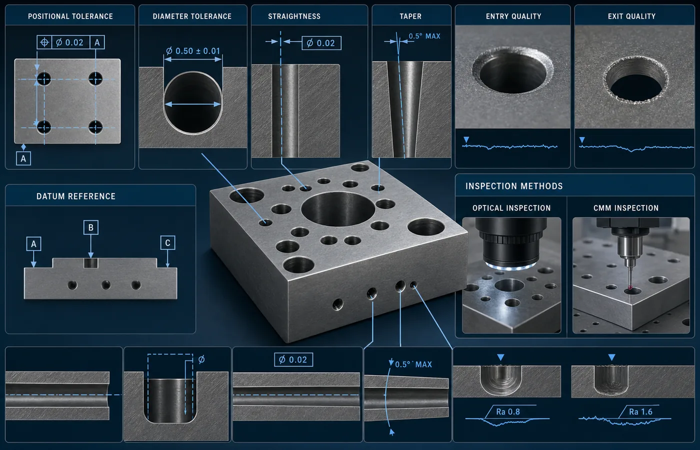 Small Hole EDM Tolerance Guide technical illustration