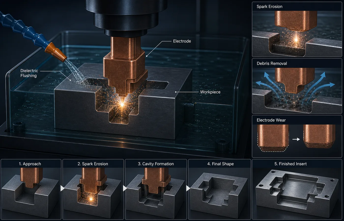 What Is Sinker EDM? technical illustration