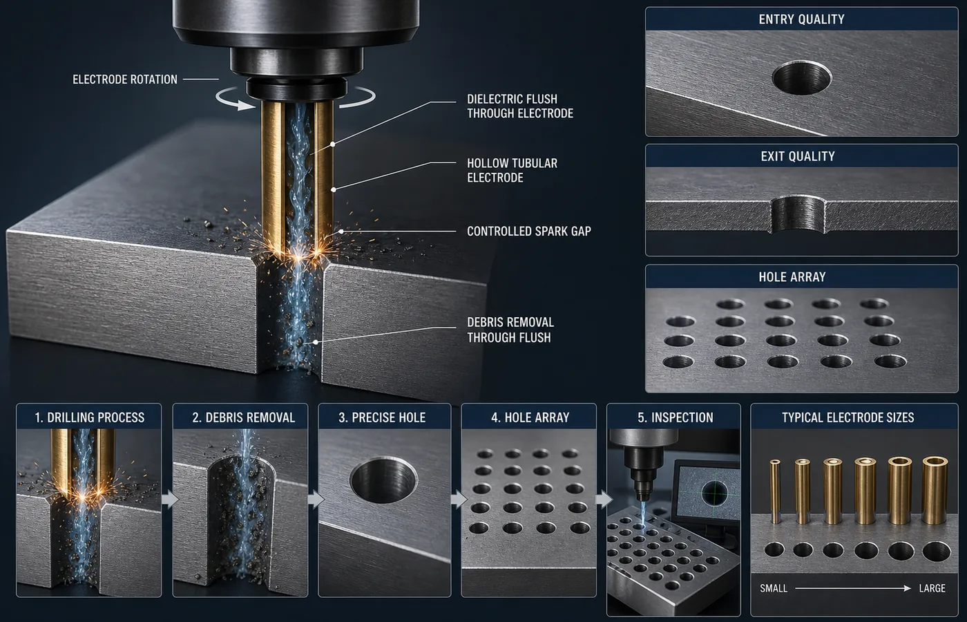 What Is Small Hole EDM Drilling? technical illustration