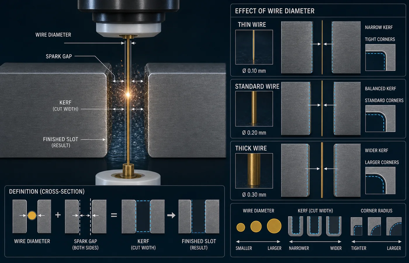 Wire Diameter in Wire EDM technical illustration