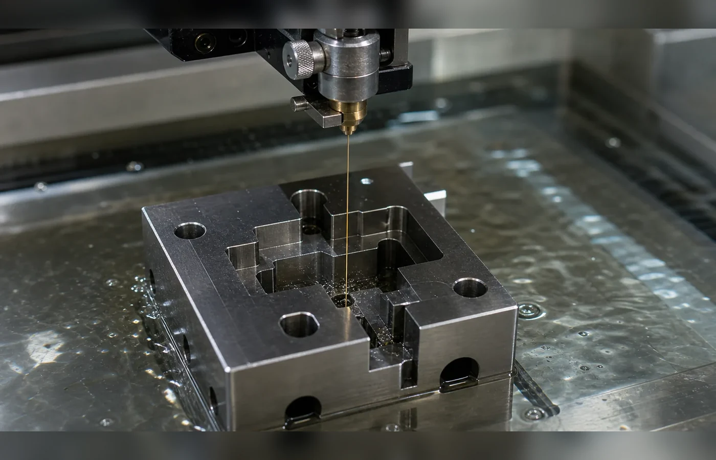 Wire EDM cutting path for conductive metal parts