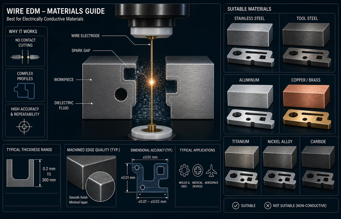 Wire EDM Materials Guide technical illustration