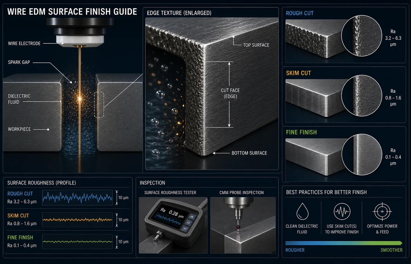Wire EDM Surface Finish Guide technical illustration