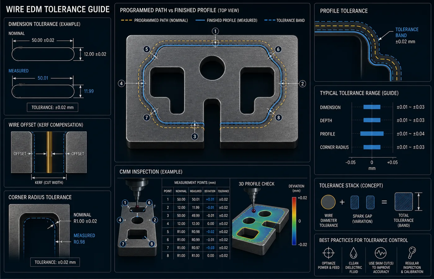 Wire EDM Tolerance Guide technical illustration